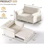 Dyonery 3-in-1-Schlafsofa, ausziehbares Schlafsofa mit Seitentasche und verstellbarer Rückenlehne, werkzeugloser Aufbau, klappbares Zweisitzersofa