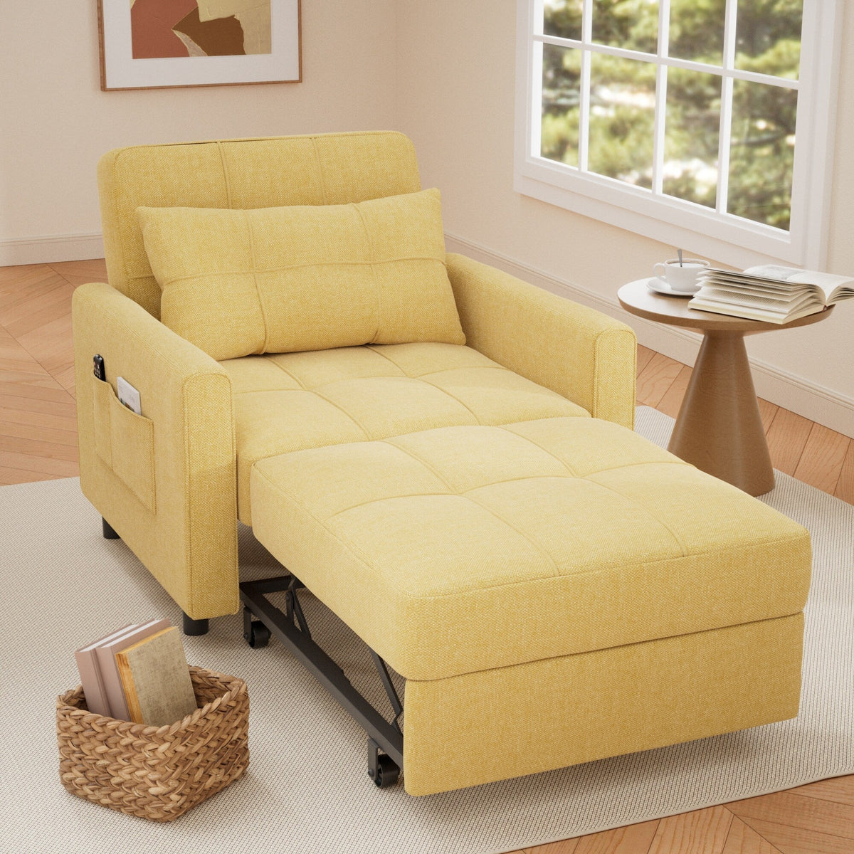 3-in-1-Schlafsofa mit verstellbarer Liegefläche, ausziehbares Sesselsofa, umwandelbares Klappbett fürs Wohnzimmer