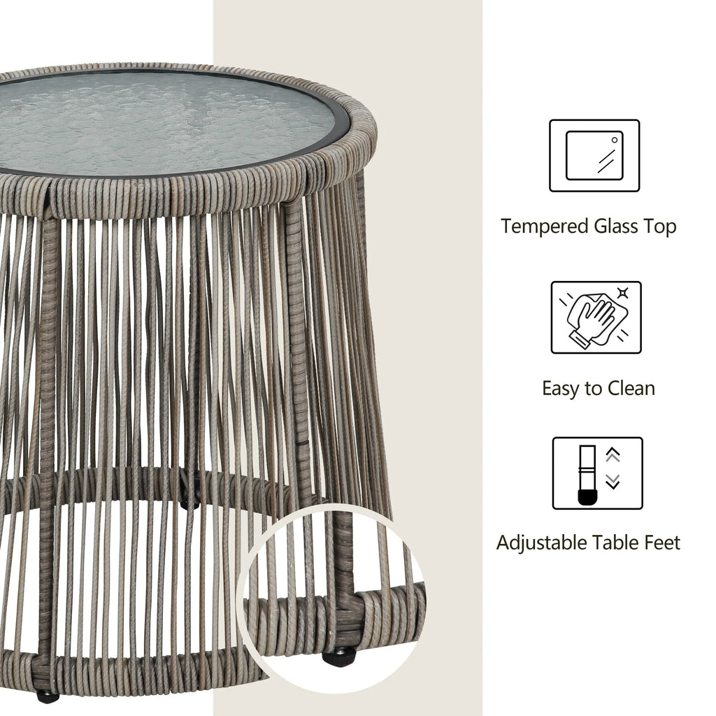 3-teiliges Outdoor-Bistroset aus Korbgeflecht, wetterfeste Rattan-Gartenmöbel mit Stühlen und Kissen