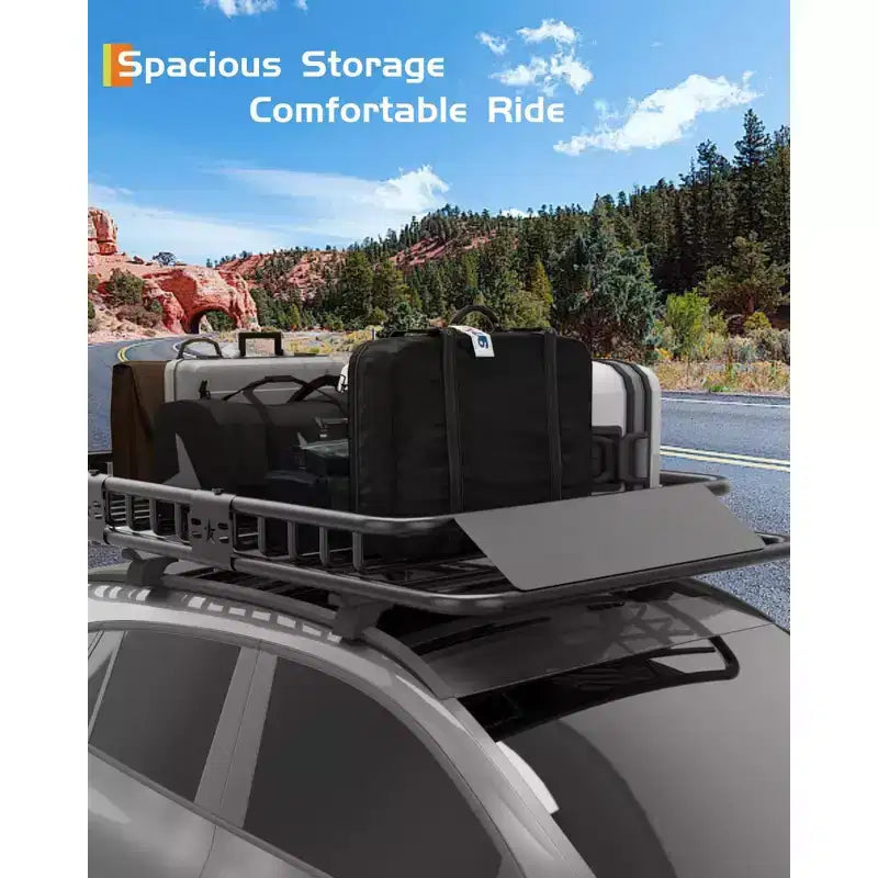 Global zware dakdrager met bagagemand, stalen constructie, draagvermogen van 200 lbs, grote bagagedrager voor SUV's, auto's en vrachtwagens