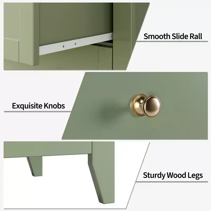 Kommode mit 5 Schubladen, 42.5 Zoll hoch, für das Schlafzimmer, Holzschrank mit 11.9 Zoll tiefen Schubladen und goldenen Metallgriffen, ideal für Eingangsbereich oder Flur