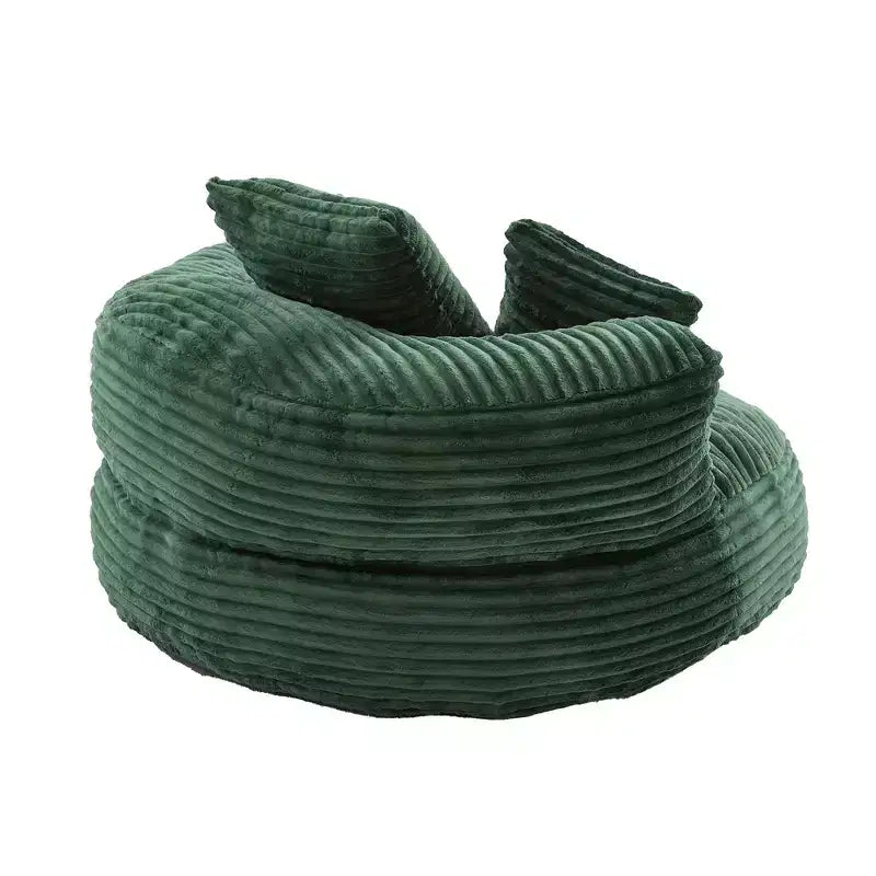 Sofa typu bean bag dla dorosłych i dzieci, duży fotel typu bean bag z sztruksu, 3 poduszkami i podłokietnikami do salonu lub sypialni