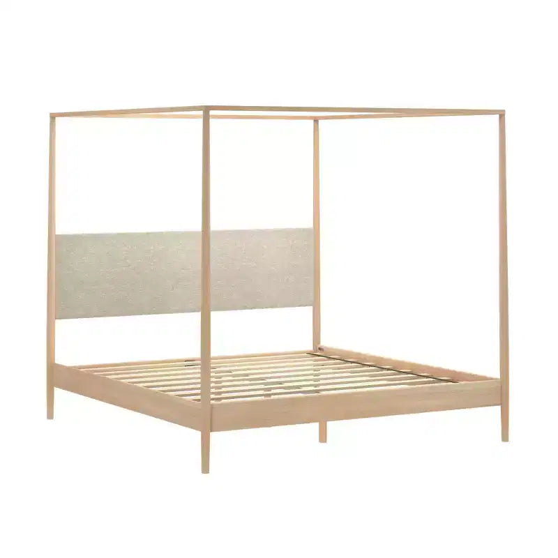 Harbor hemelbed voor kingsize bedden met gestoffeerd hoofdbord, blond/Swiss Coffee (MD2411-01)