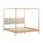 Harbor hemelbed voor kingsize bedden met gestoffeerd hoofdbord, blond/Swiss Coffee (MD2411-01)