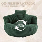 Sofa typu bean bag dla dorosłych i dzieci, duży fotel typu bean bag z sztruksu, 3 poduszkami i podłokietnikami do salonu lub sypialni