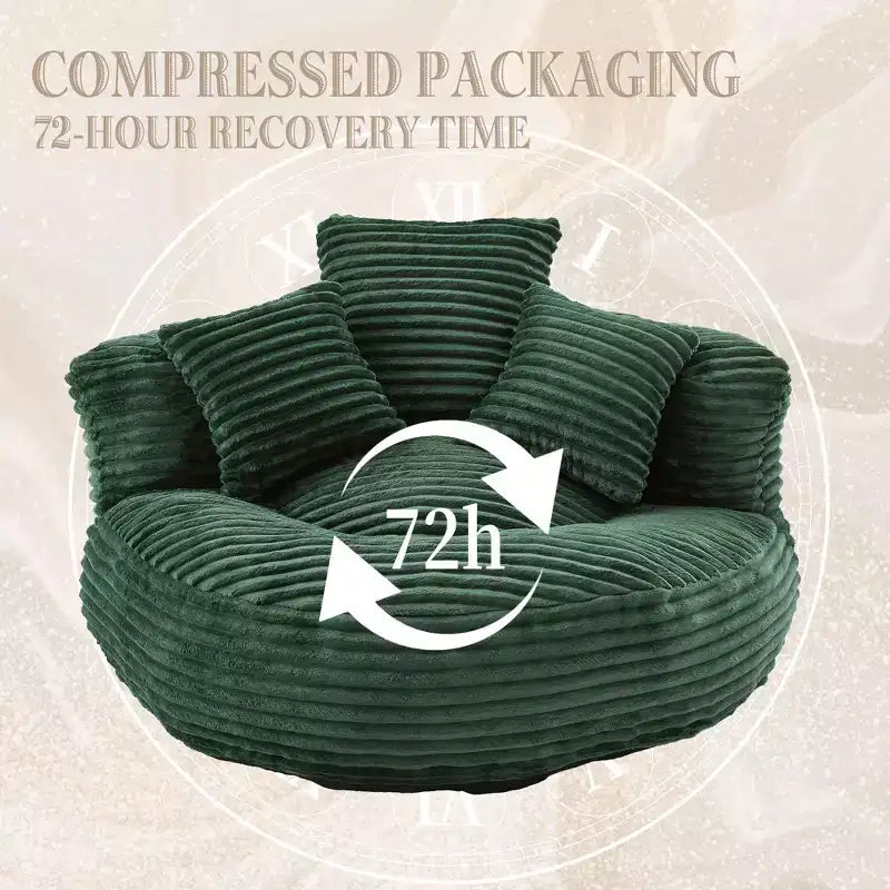Sofa typu bean bag dla dorosłych i dzieci, duży fotel typu bean bag z sztruksu, 3 poduszkami i podłokietnikami do salonu lub sypialni