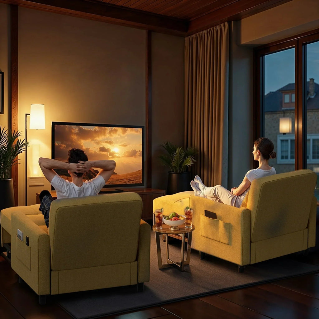 Canapé-lit convertible 3 en 1 avec réglage ajustable, fauteuil-canapé avec lit escamotable, lit pliant convertible pour le salon