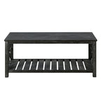 Tavolino rustico in legno con ripiano inferiore — 119 x 58 x 48 cm