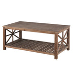 Tavolino rustico in legno con ripiano inferiore — 119 x 58 x 48 cm
