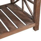 Tavolino rustico in legno con ripiano inferiore — 119 x 58 x 48 cm