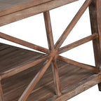 Tavolino rustico in legno con ripiano inferiore — 119 x 58 x 48 cm