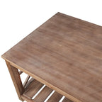 Tavolino rustico in legno con ripiano inferiore — 119 x 58 x 48 cm