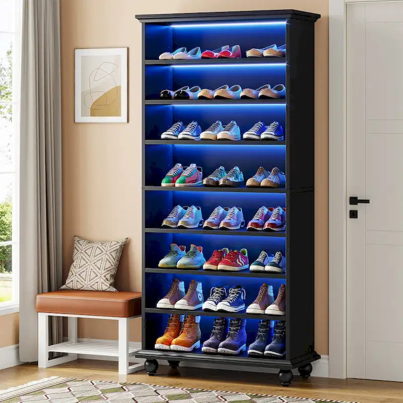 Scarpiera alta a 9 ripiani con illuminazione a LED