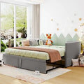 Letto a giorno imbottito Twin Size con letto estraibile a scomparsa – Grigio