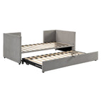 Letto a giorno imbottito Twin Size con letto estraibile a scomparsa – Grigio