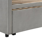 Letto a giorno imbottito Twin Size con letto estraibile a scomparsa – Grigio