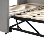 Letto a giorno imbottito Twin Size con letto estraibile a scomparsa – Grigio
