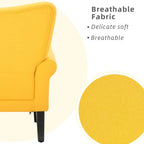 Erommy moderne fauteuil, fauteuil met hoge rugleuning, gestoffeerde eenzitsbank met knopen en houten poten voor de woonkamer