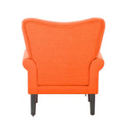 Erommy moderne fauteuil, fauteuil met hoge rugleuning, gestoffeerde eenzitsbank met knopen en houten poten voor de woonkamer
