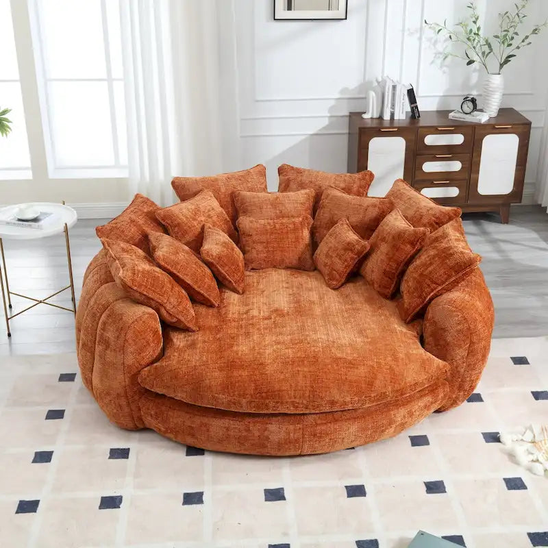 Comfortabele tweezits slaapbank met afgeronde rugleuning, extra grote slaapbank met armleuningen