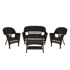4-delige loungeset van wicker voor op het terras