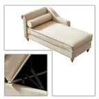 Elegante Franse chaise longue met fluwelen bekleding, opbergruimte en een kussen
