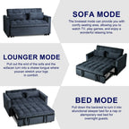 Modernes Ausziehsofa mit Schlaffunktion, 3-in-1-Schlafsofa mit verstellbarer Rückenlehne, Samt-Zweisitzer, Kissen und Seitentaschen