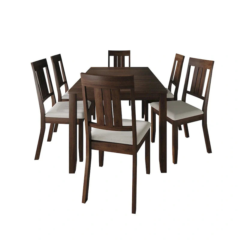 Klasyczny drewniany zestaw jadalniany CraftPorch, 7-elementowy
