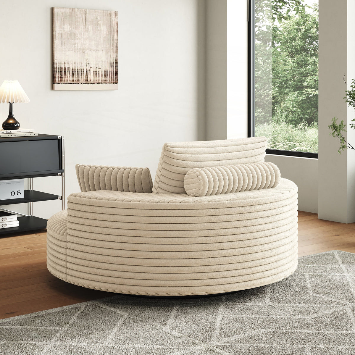 Draaifauteuil voor één persoon van corduroy, chenille en schuim