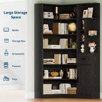 Hoekboekenkast, 74 hoge hoekboekenkasten, L-vormige boekenkast met 6 niveaus, open planken en opbergladen voor de woonkamer of het thuiskantoor