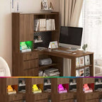 Hoekbureau in L-vorm van 46 inch met boekenkast en lades