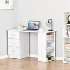 HOMCOM 47 modern bureau voor thuiswerkplek, combinatie van computerbureau en boekenkast, schrijftafel met werkplek, 3 laden en opbergplank - wit