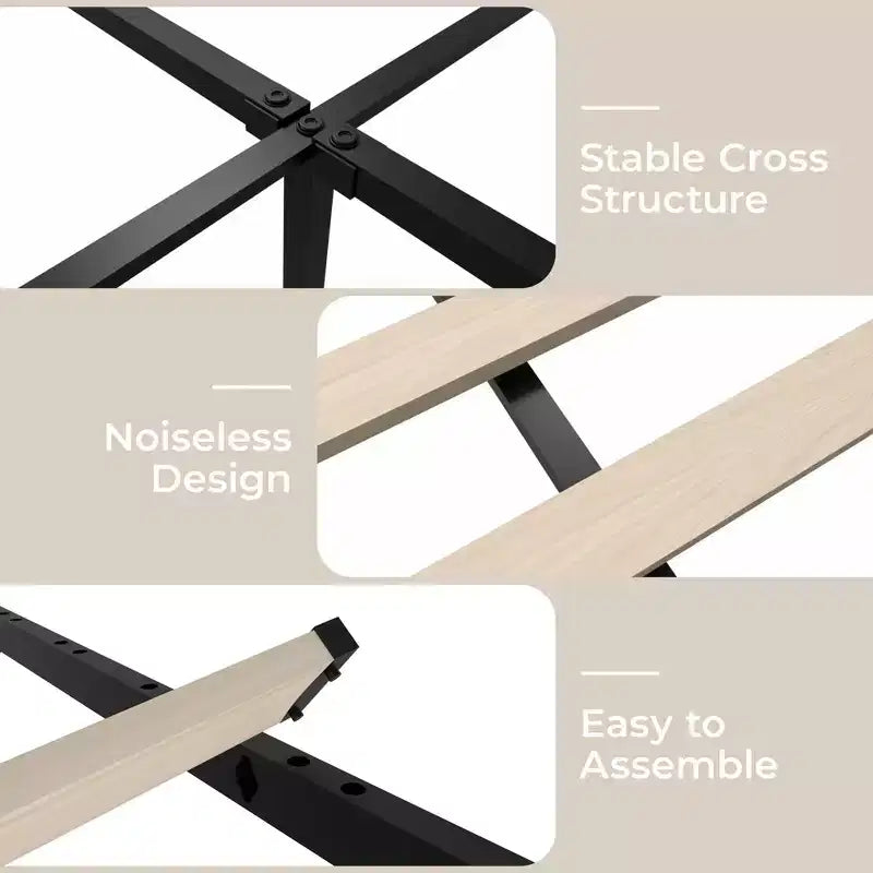 CuisinSmart bedframe van ribfluweel met hoofdbord, gestoffeerd platformbedframe met 4 opbergladen en houten lattenbodem