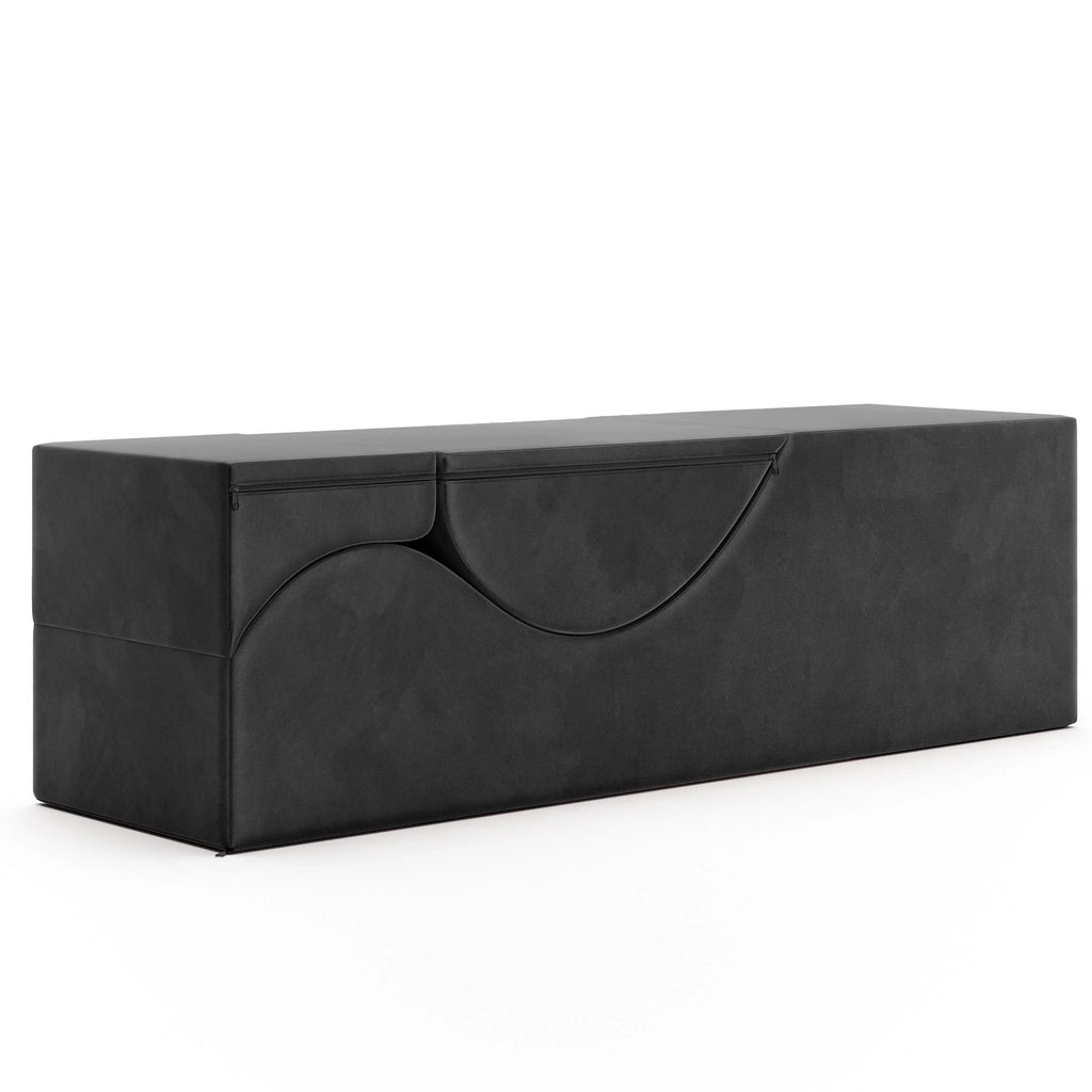 Avana Kami verstelbare chaise longue / voor yoga en massage - 2-in-1 poef met verborgen uitklapbare yogaloungestoel, microfluweel - N/A