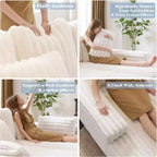 AMERLIFE dubbele chaise longue voor twee personen, comfortabele bank met diepe zitting, lendekussens en brede armleuningen, eenvoudig te monteren, imitatiebont