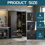 Robuster Stahlschrank mit Kleiderstange, 72in, abschließbar, Metallschränke für die Garage, Metallschrank für Zuhause, Schlafzimmer, Büro oder Kleiderschrank