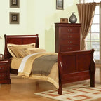 Lit bateau 1 place de style transitionnel - collection Louis Philippe III, sommier requis, cerisier