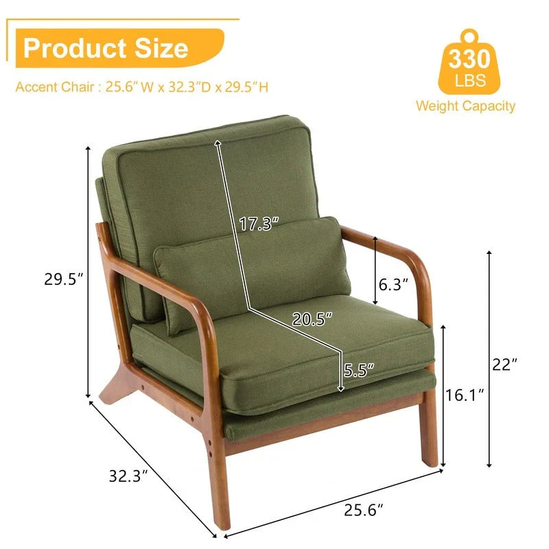 Tapicerowany fotel akcentowy w stylu mid-century modern