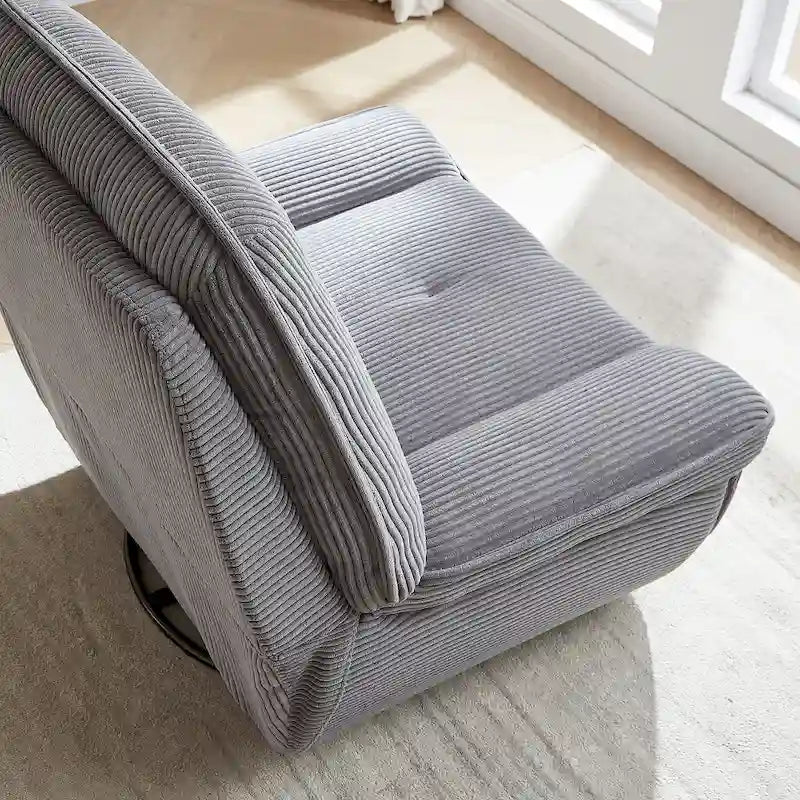 Draaibare relaxfauteuil van ribfluweel met voetensteun voor de woonkamer