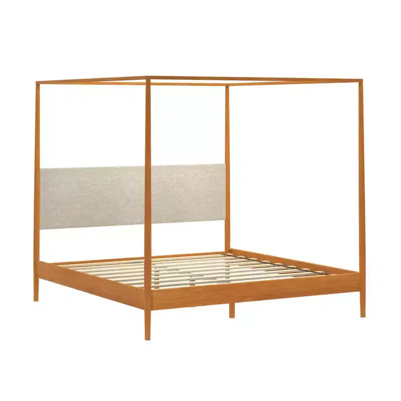 Harbor hemelbed voor kingsize bedden met gestoffeerd hoofdbord, blond/Swiss Coffee (MD2411-01)
