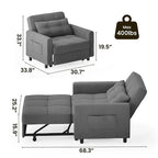 Canapé-lit convertible 3 en 1 avec réglage ajustable, fauteuil-canapé avec lit escamotable, lit pliant convertible pour le salon