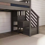 Kinder-Hochbett, niedrig, für Einzelmatratze, mit Rutsche und Treppe, Massivholz, 14 Schutzgittern, Tragkraft 400 lb