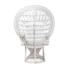 Moderner Boho-Pfauensessel Kallima aus weißem Natur-Rattan