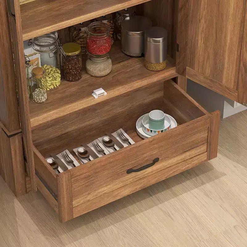 Armoire garde-manger de style champêtre HOMCOM 72 avec portes de grange, grand meuble de rangement pour la cuisine avec étagères réglables et tiroir