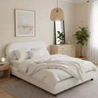 Christopher Knight Home Matteo Modern Rubberwood Boucle Upholstered Bed