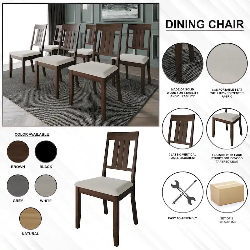 Klasyczny drewniany zestaw jadalniany CraftPorch, 7-elementowy