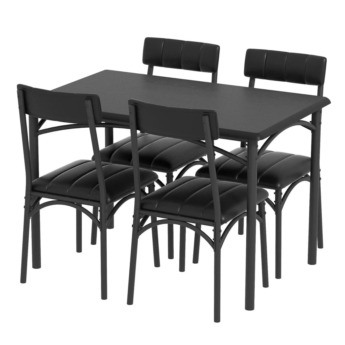 Rechthoekige eetkamerset voor 4 personen met gestoffeerde stoelen