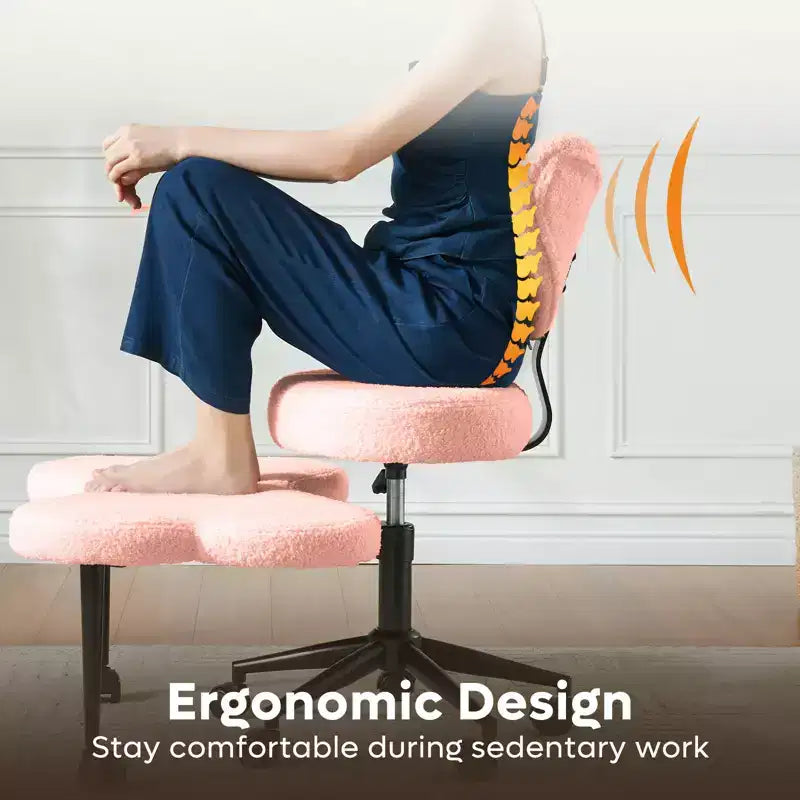 Ergonomiczne krzesło biurowe Pinmoco z siedziskiem na krzyż, regulacją wysokości, obrotem 360, podparciem lędźwiowym, do pracy i biura, dla osób z ADHD