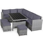 Costway 7-delige diningset van rotan voor het terras, modulaire bank, sofa en voetenbank - bekijk de details