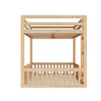 Full over Full Wooden Bunk Bed with Ladder and Guardrails, Low Floor Full Size Bunk Beds with Slats Support
